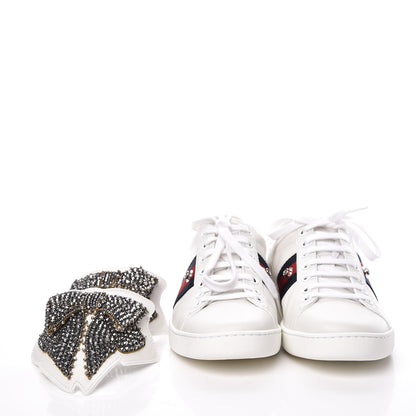 Gucci Calfskin Ayers Web Womens Ace Bow Lace Sneakers 36 White 5 of 11