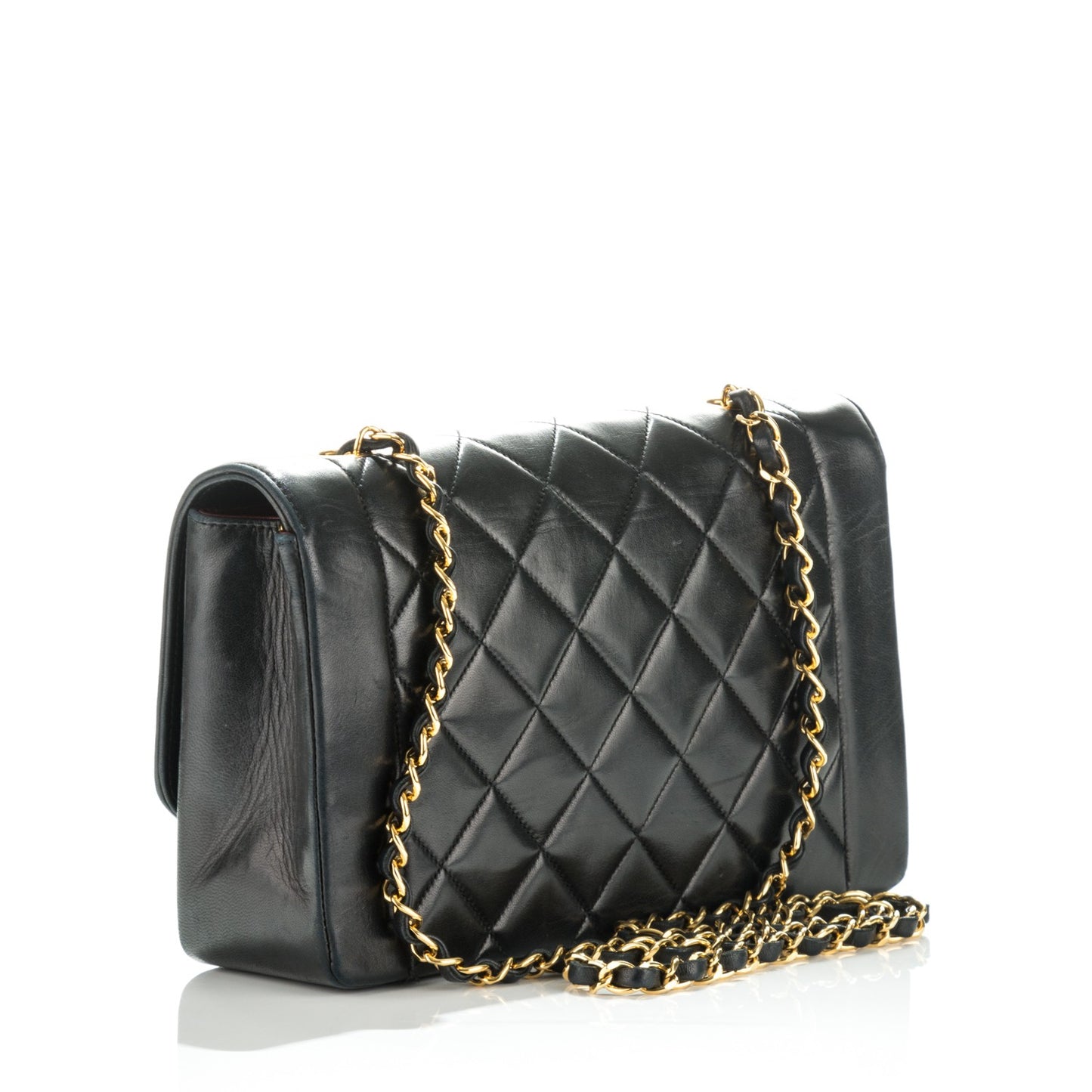 Lambskin Quilted Medium Single Flap Black
