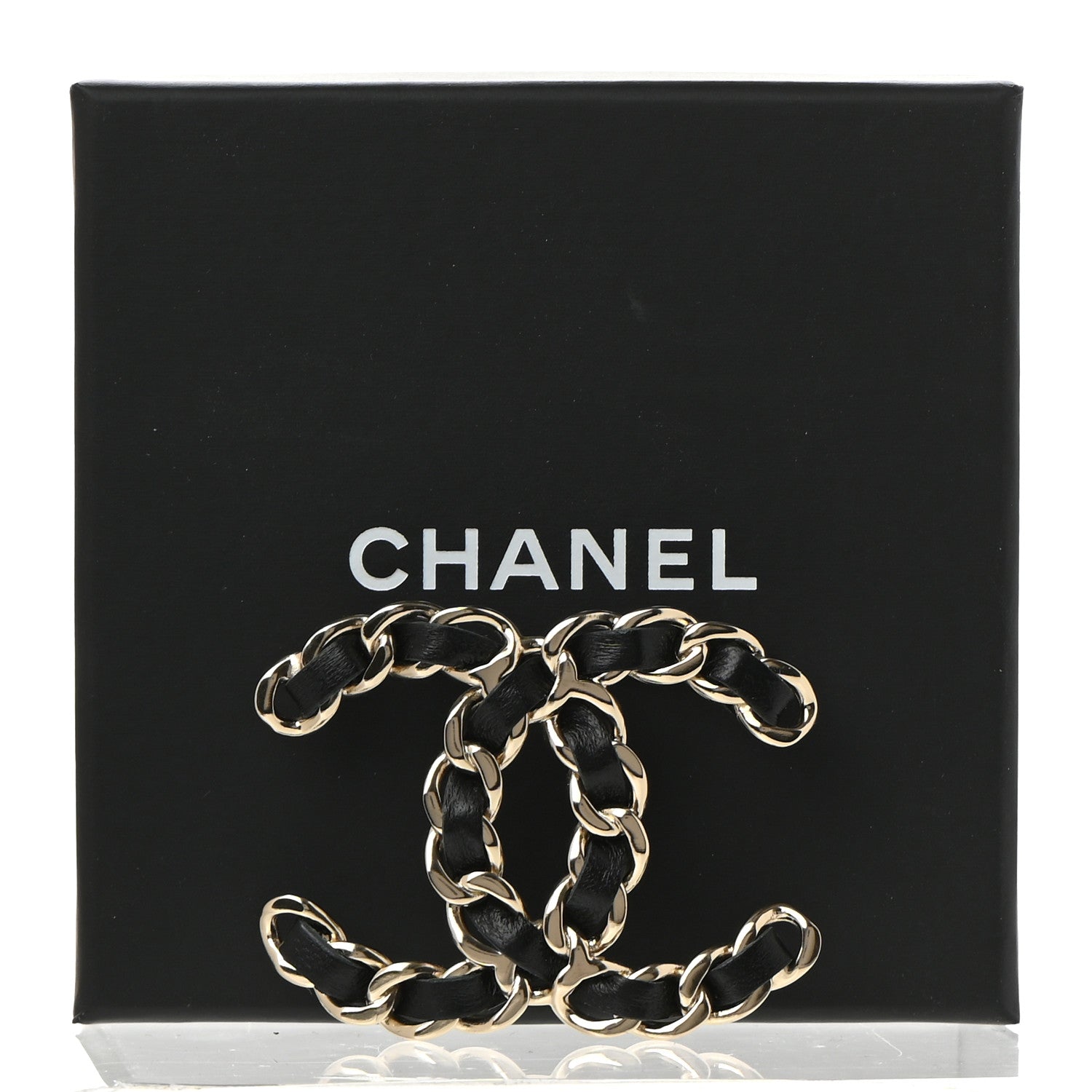 Chanel Lambskin Chain CC Brooch Black Gold 5 of 5