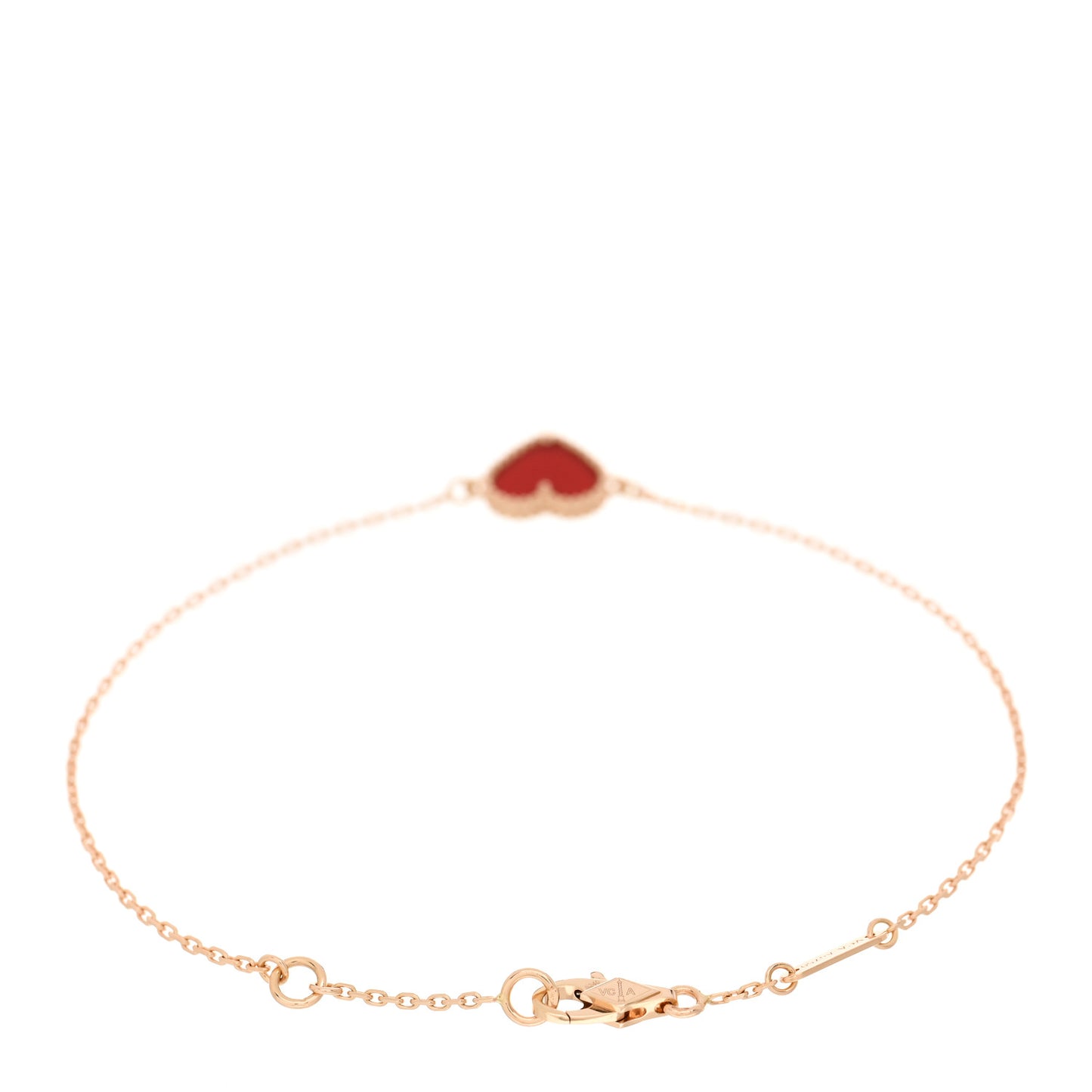 18K Rose Gold Carnelian Sweet Alhambra Heart Bracelet