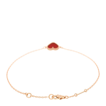 Van Cleef & Arpels 18K Rose Gold Carnelian Sweet Alhambra Heart Bracelet 2 of 3