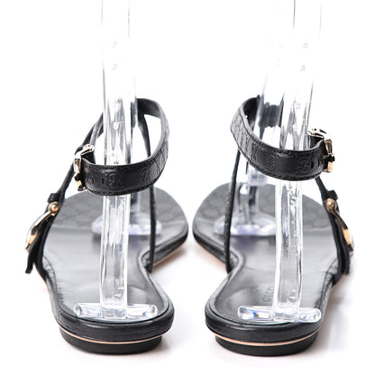 Gucci Calfskin Microguccissima Thong Sandals 40 Black 5 of 9
