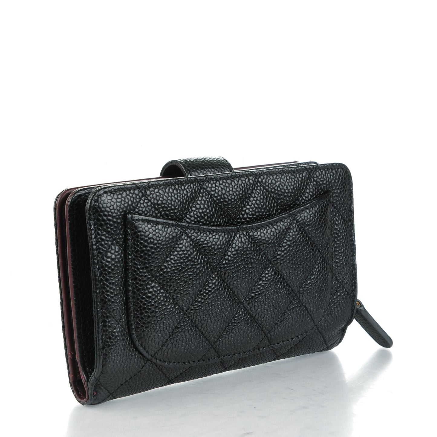 Caviar Quilted Zipped Pocket Wallet Black