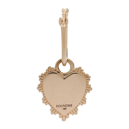 Foundrae 18K Yellow Gold Diamond Miniature Heart Medallion Pendant Petite Fob Link Single Earring 3 of 4