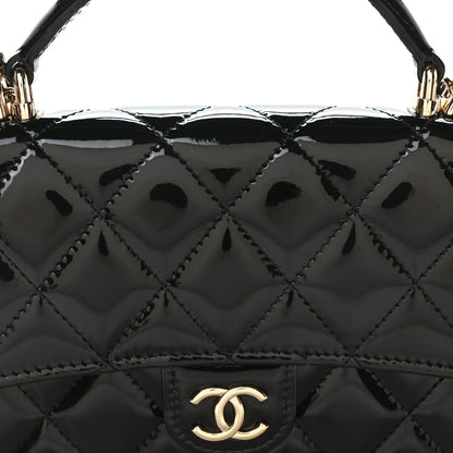Chanel Patent Calfskin Quilted Flap Phone Holder With Chain Black 9 of 12
