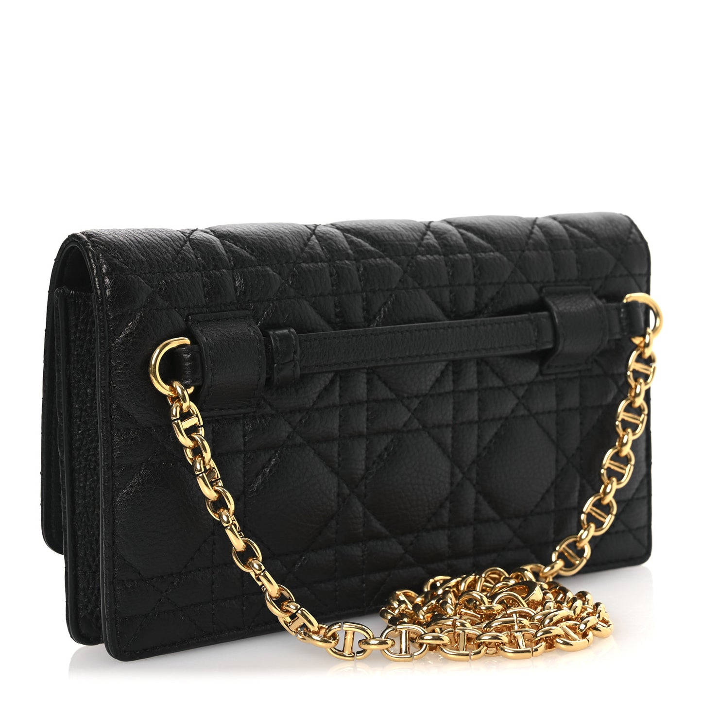 Supple Calfskin Cannage Caro Belt Pouch with Chain  Black Black