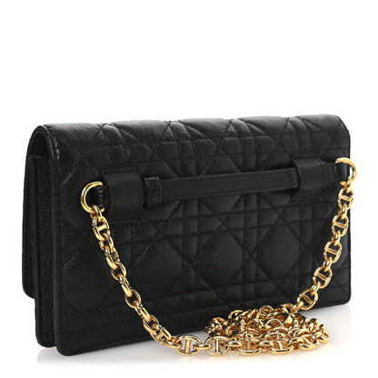 Christian Dior Supple Calfskin Cannage Caro Belt Pouch with Chain  Black Black 3 of 12