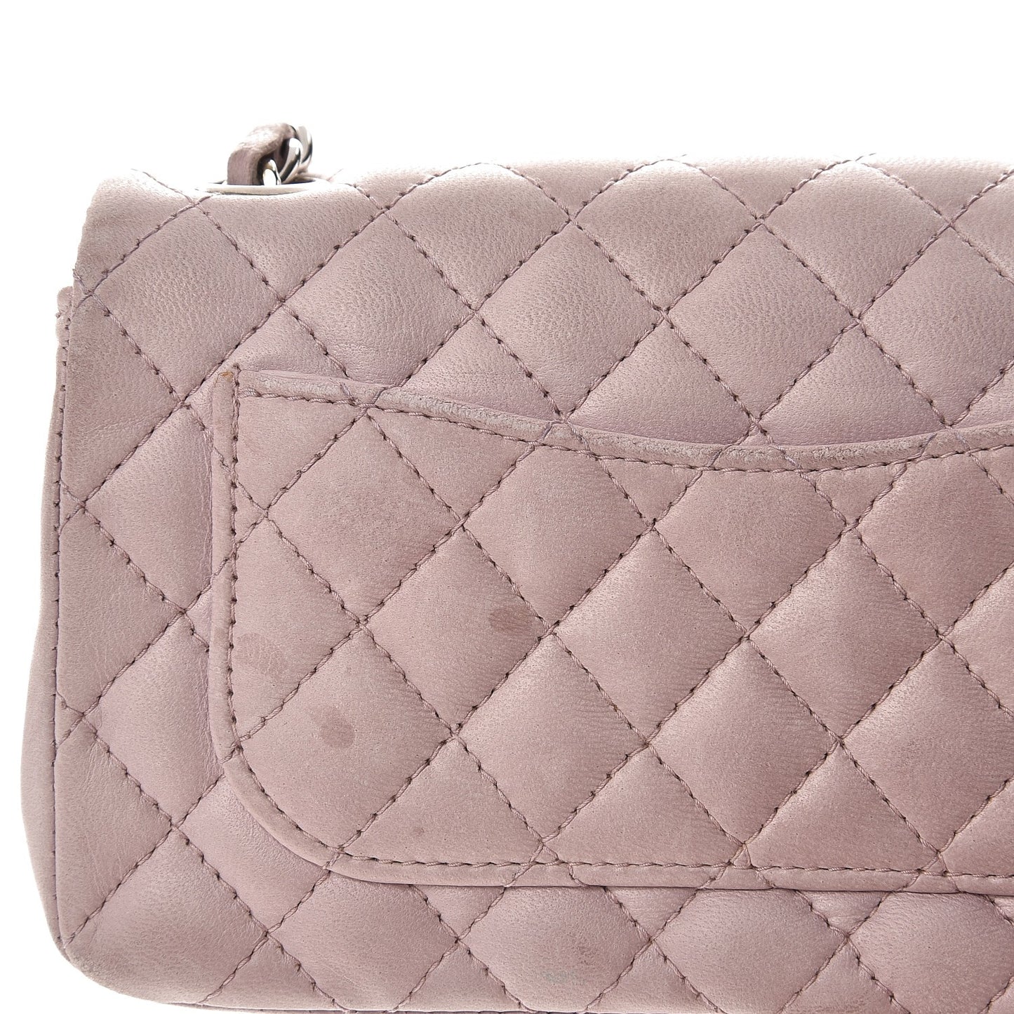 Lambskin Quilted Ladybug Extra Mini Flap Lavender