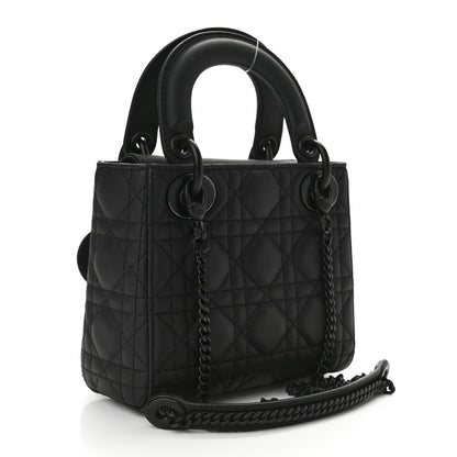 Christian Dior Ultra Matte Calfskin Cannage Mini Lady Dior Black 3 of 9