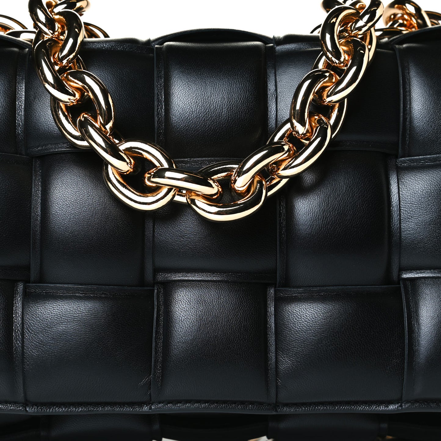 Lambskin Maxi Intreccio Padded Chain Cassette Crossbody Bag Black