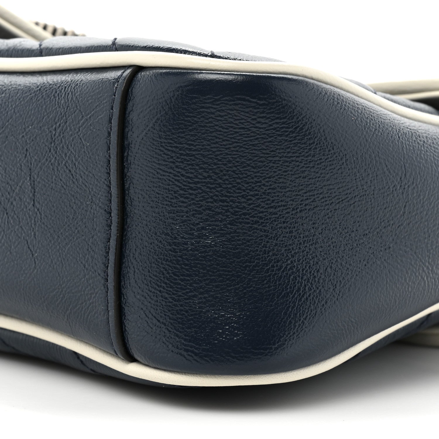 Gucci Vintage Effect Calfskin Matelasse Diagonal Small Torchon GG Marmont Shoulder Bag Blue Agata Mystic White 8 of 9
