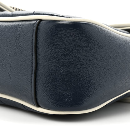 Gucci Vintage Effect Calfskin Matelasse Diagonal Small Torchon GG Marmont Shoulder Bag Blue Agata Mystic White 8 of 9