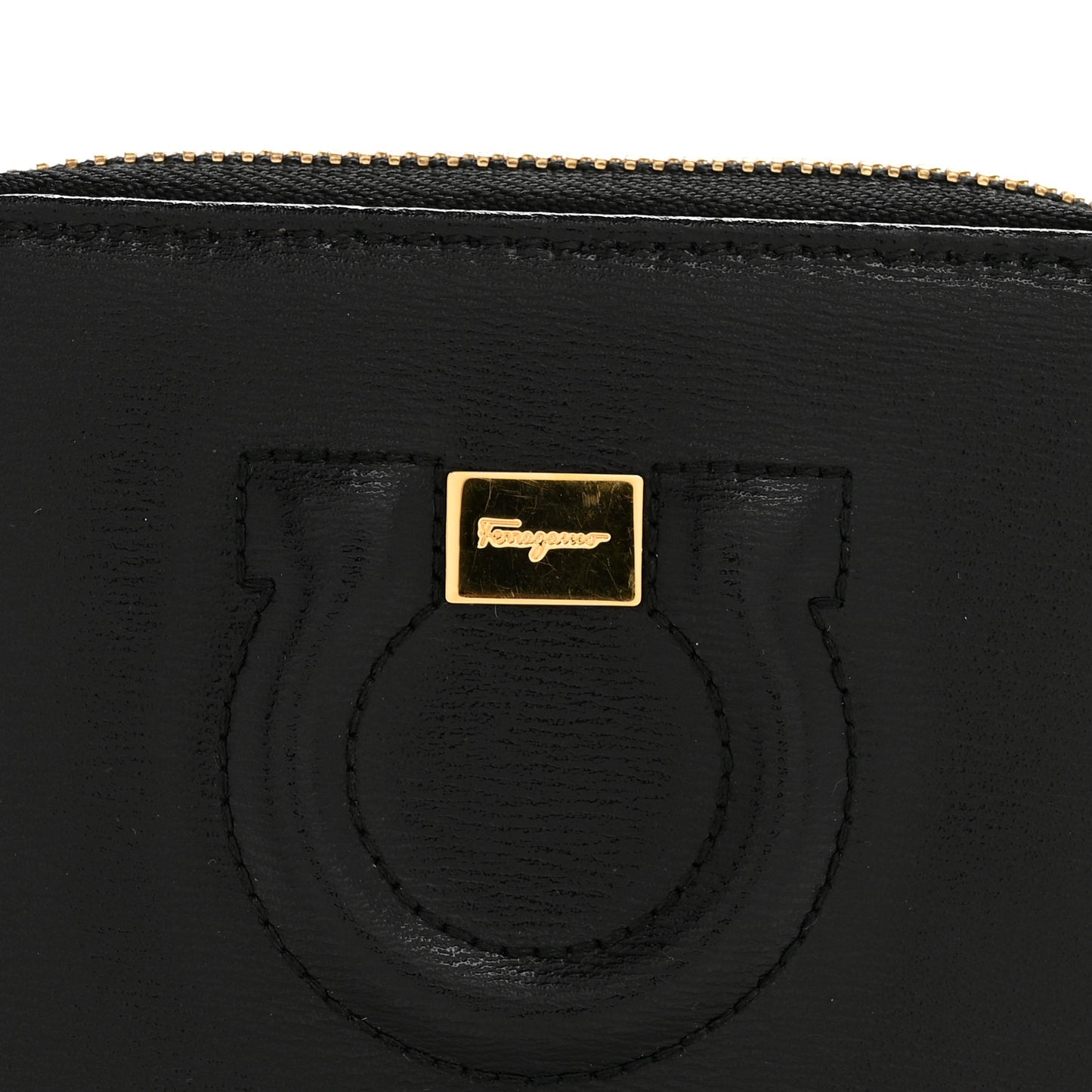 Printed Calfskin Gancini Zip Around Wallet Black
