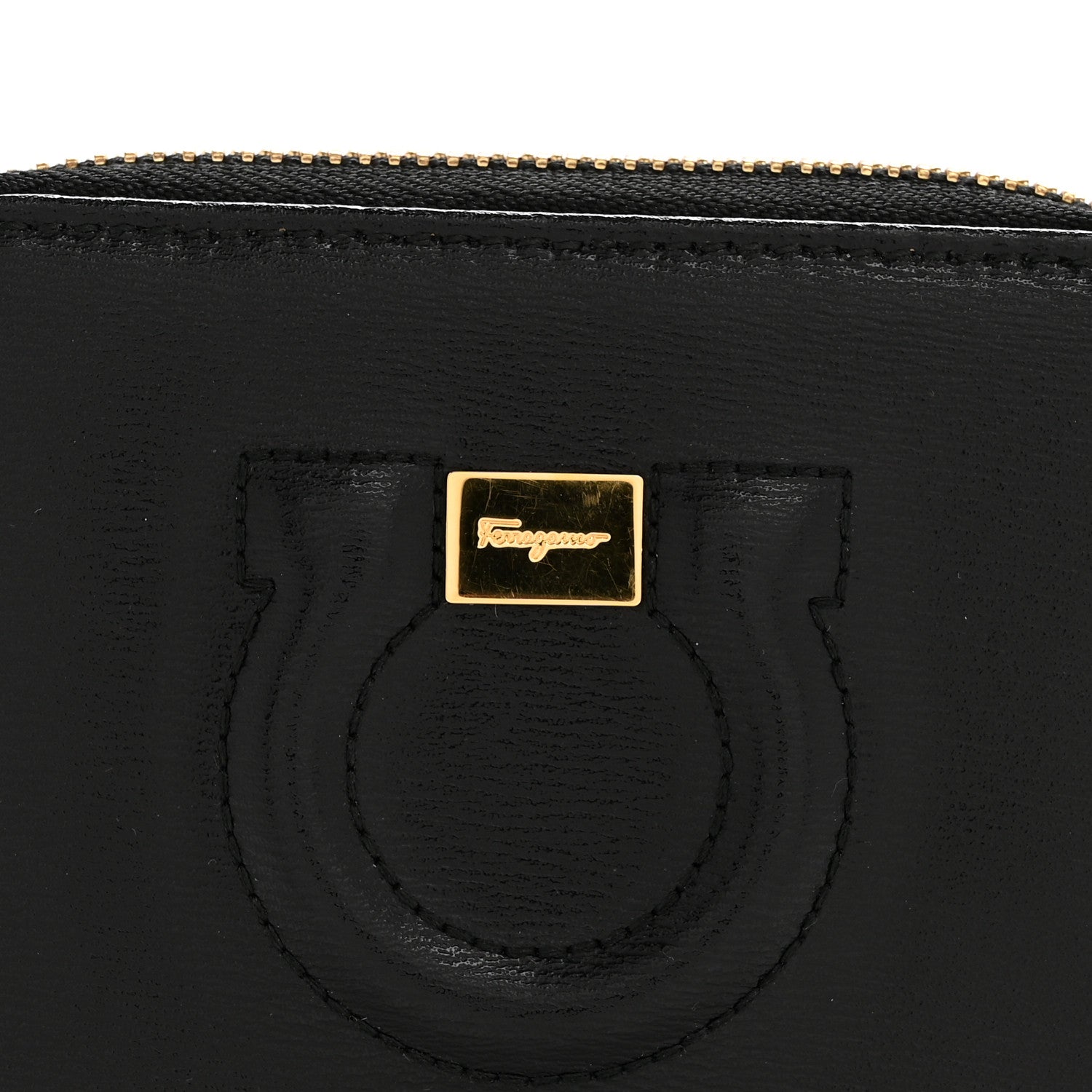 Salvatore Ferragamo Printed Calfskin Gancini Zip Around Wallet Black 9 of 9