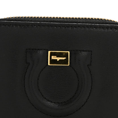 Salvatore Ferragamo Printed Calfskin Gancini Zip Around Wallet Black 9 of 9