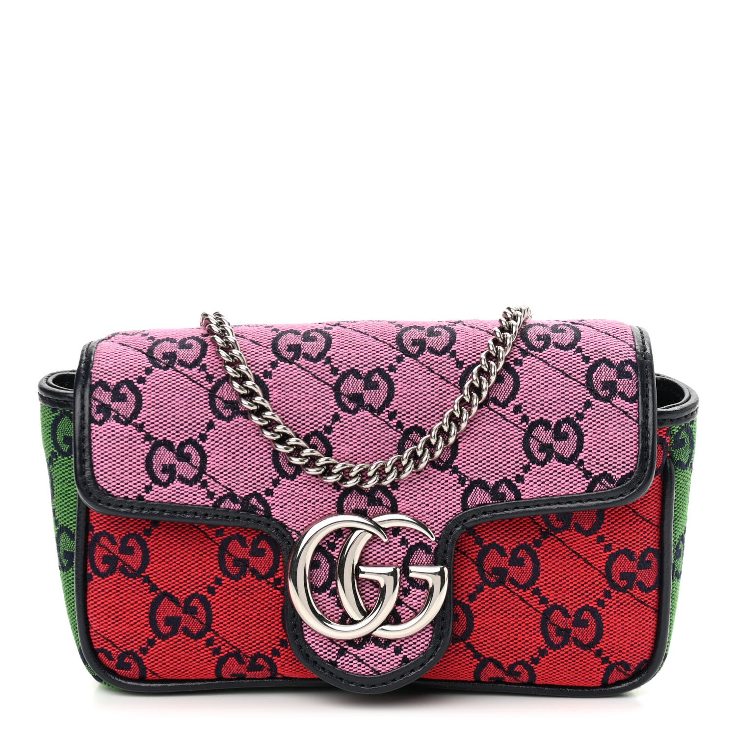 Gucci Monogram Multicolor Matelasse Diagonal Super Mini GG Marmont Shoulder Bag Pink Blue Red Yellow Green 1 of 10