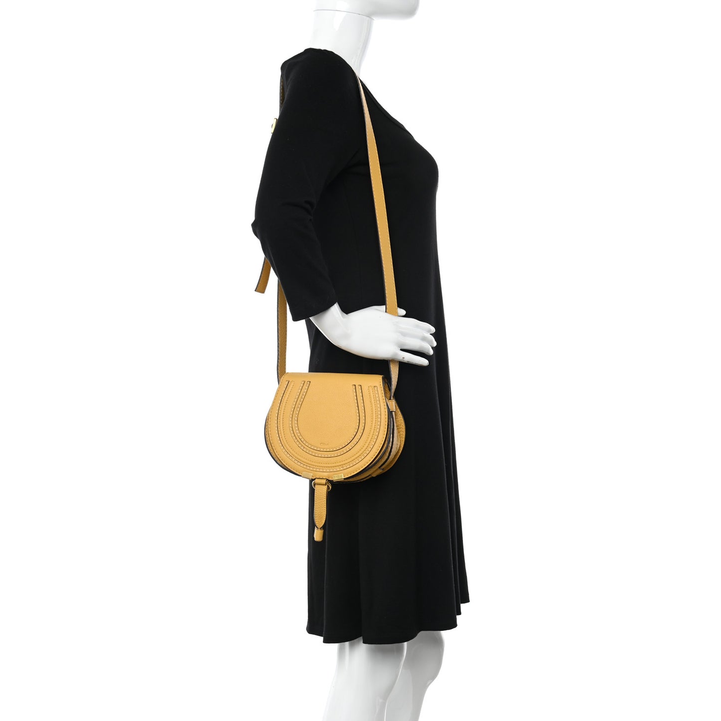 Calfskin Mini Marcie Round Crossbody Bag Dusty Yellow