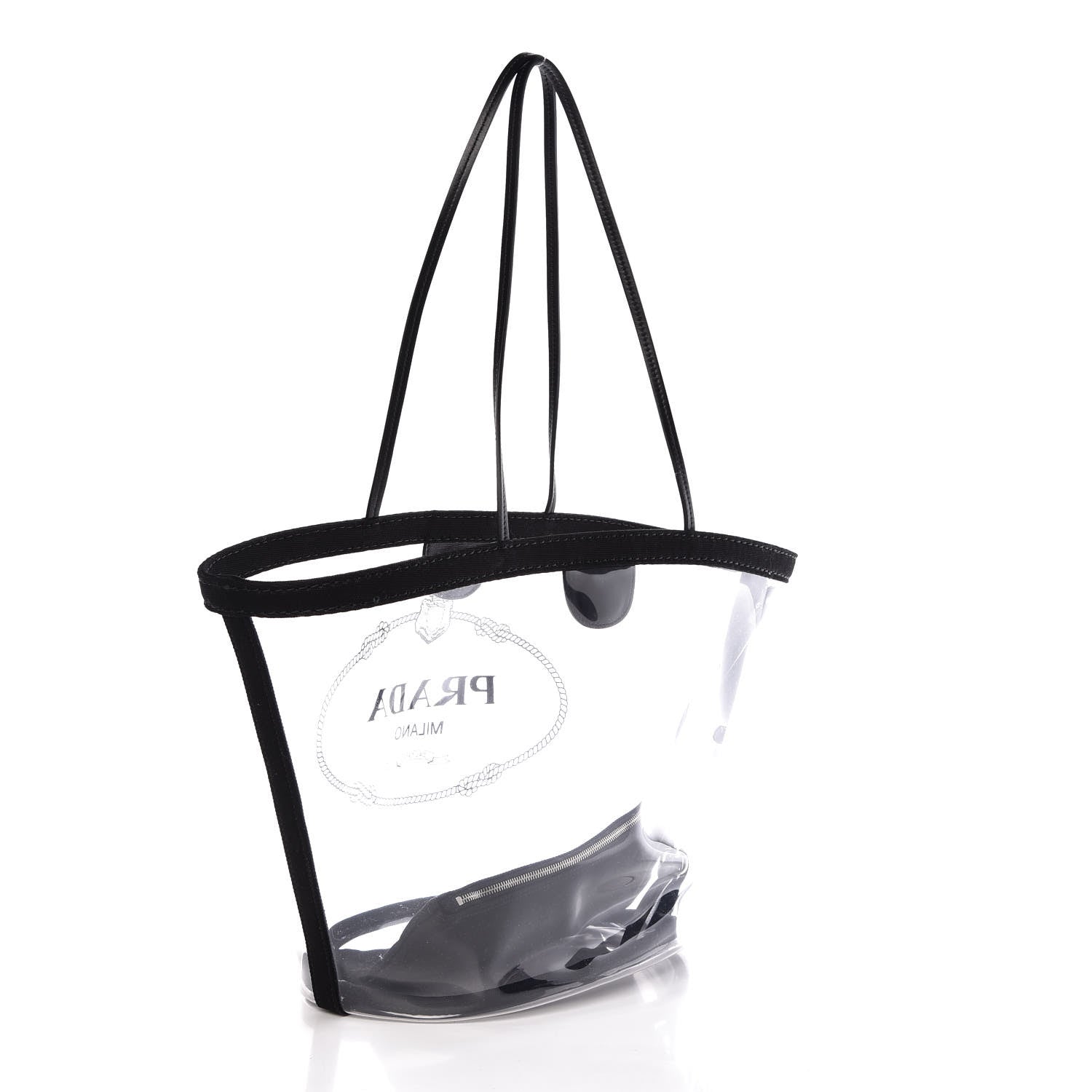 Prada Plexiglass Canapa Shopper Tote Black 3 of 8