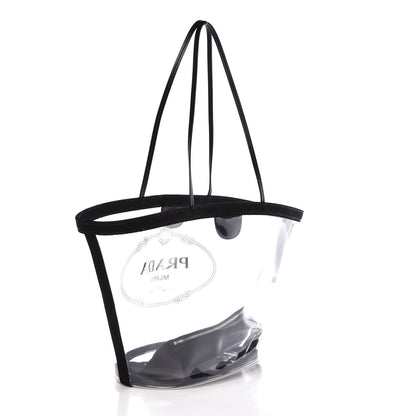 Prada Plexiglass Canapa Shopper Tote Black 3 of 8