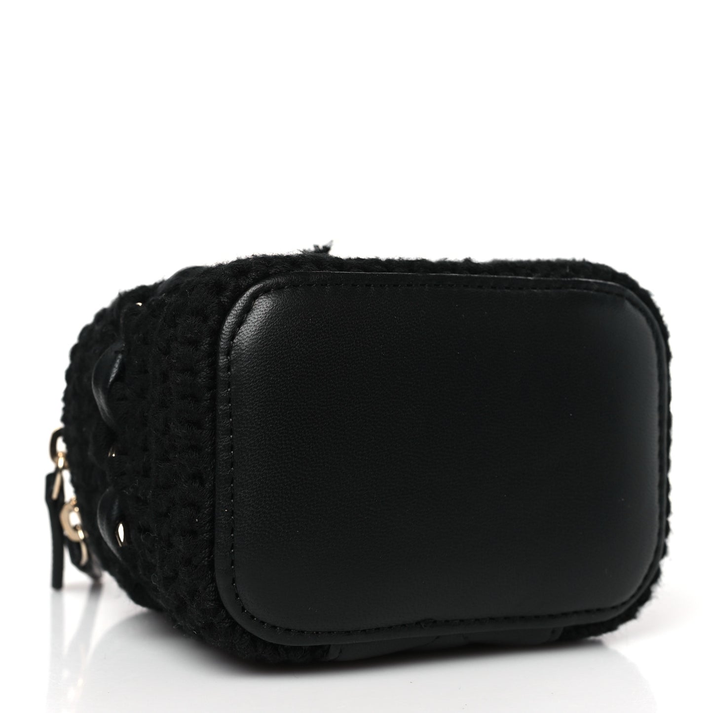 Lambskin Crochet Small Vanity Case With Chain Black