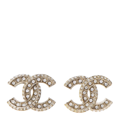 Chanel Crystal Timeless CC Earrings Light Gold 1 of 4
