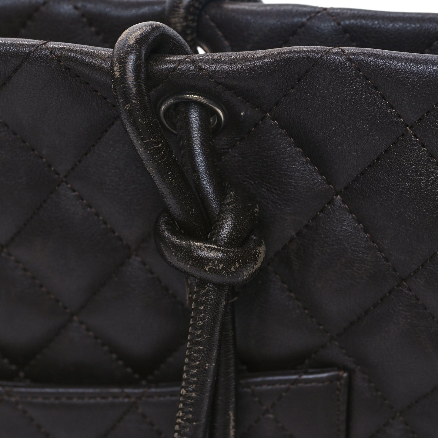 Calfskin Quilted Medium Cambon Tote Brown Beige