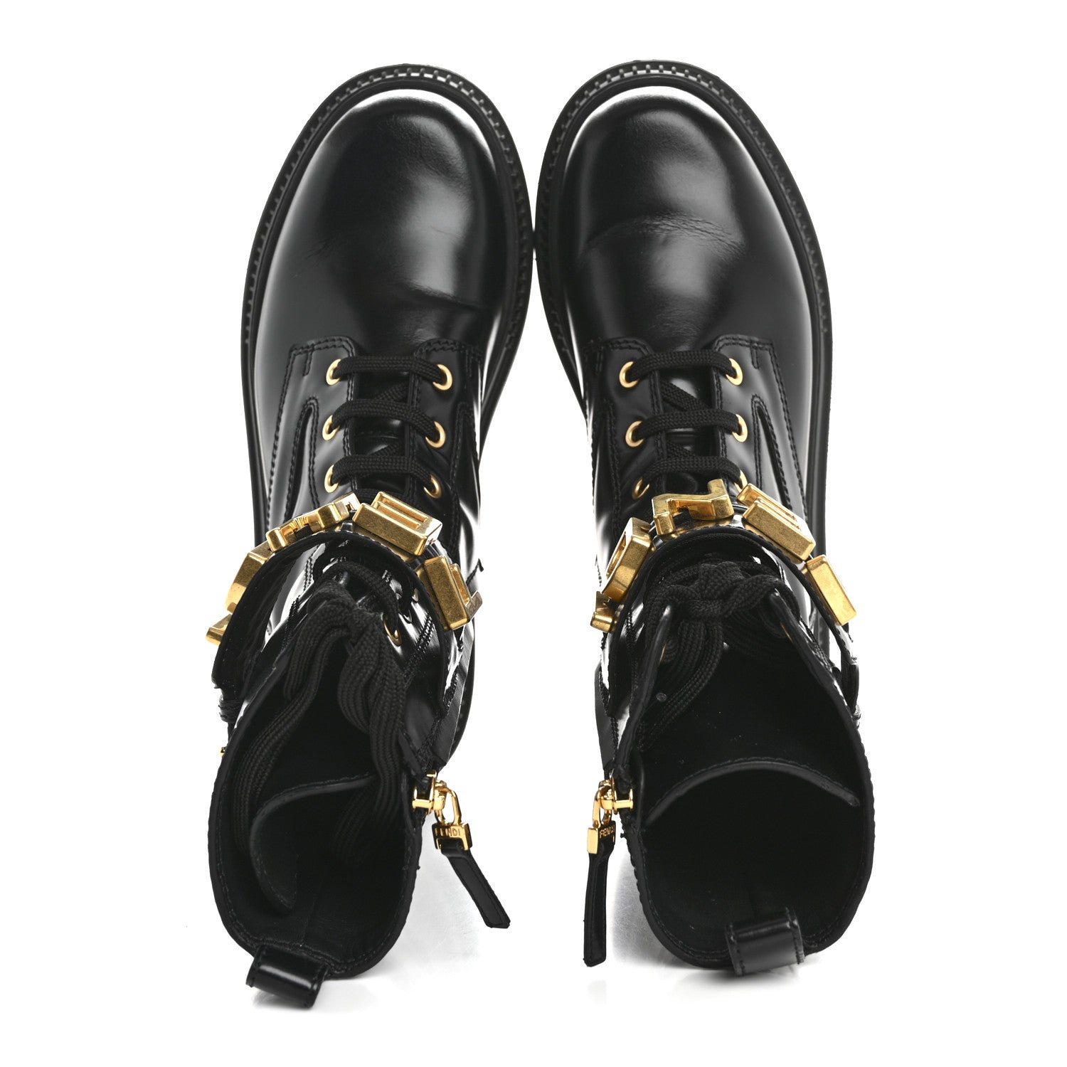 Fendi Vitello Abrasivato Fendigraphy 50mm Biker Boots 38 Black 2 of 9