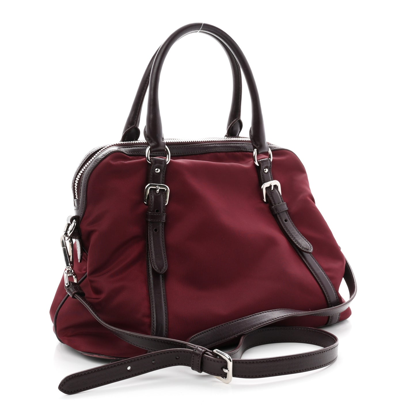 Nylon Tessuto Soft Calf Small Tote Granato