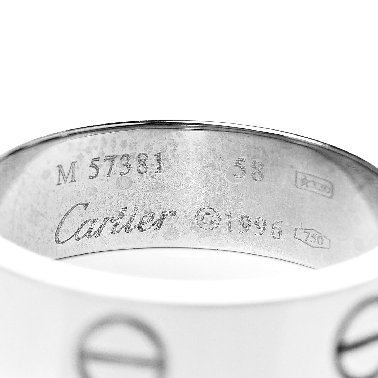18K White Gold 6mm LOVE Ring 58 8.25