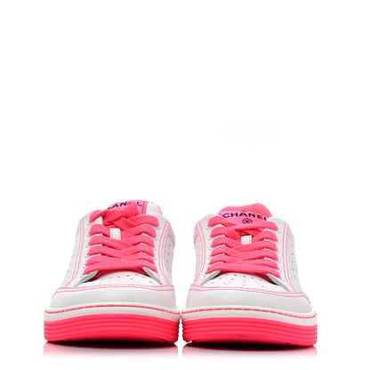 Chanel Calfskin Womens Logo Sneakers 36 Fuchsia White 2 of 4