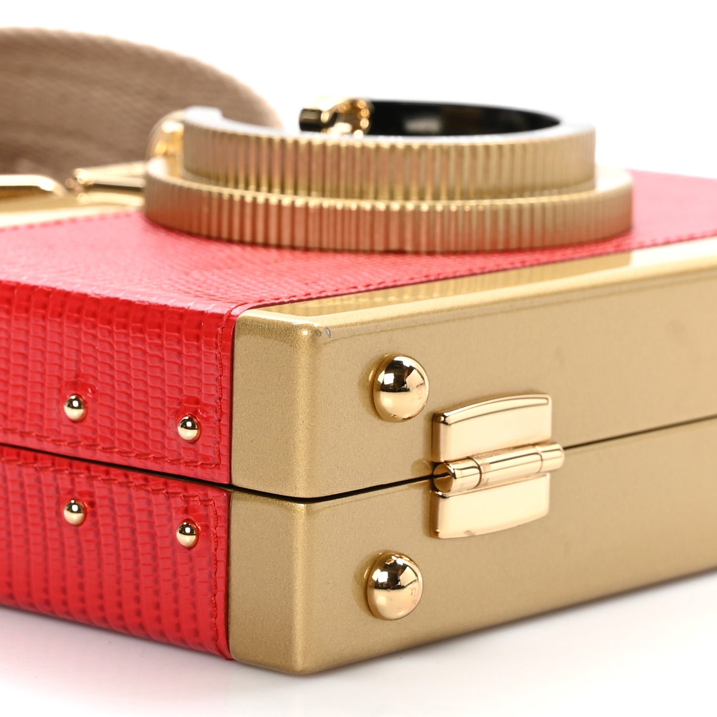Lizard Camera Shoulder Bag Red Gold