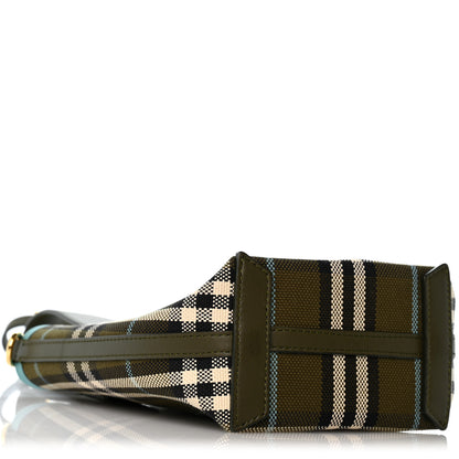 Burberry Cotton Check Mini London Tote Bag Olive Green 4 of 9