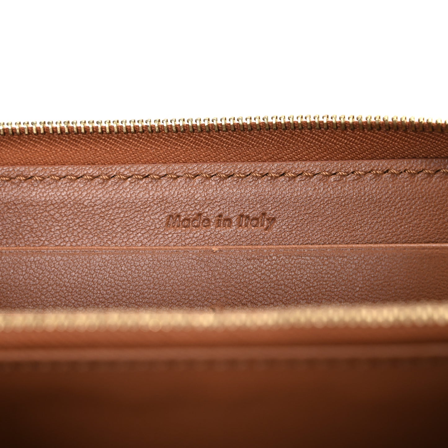 Calfskin Zip Around Multifunction Wallet Tan