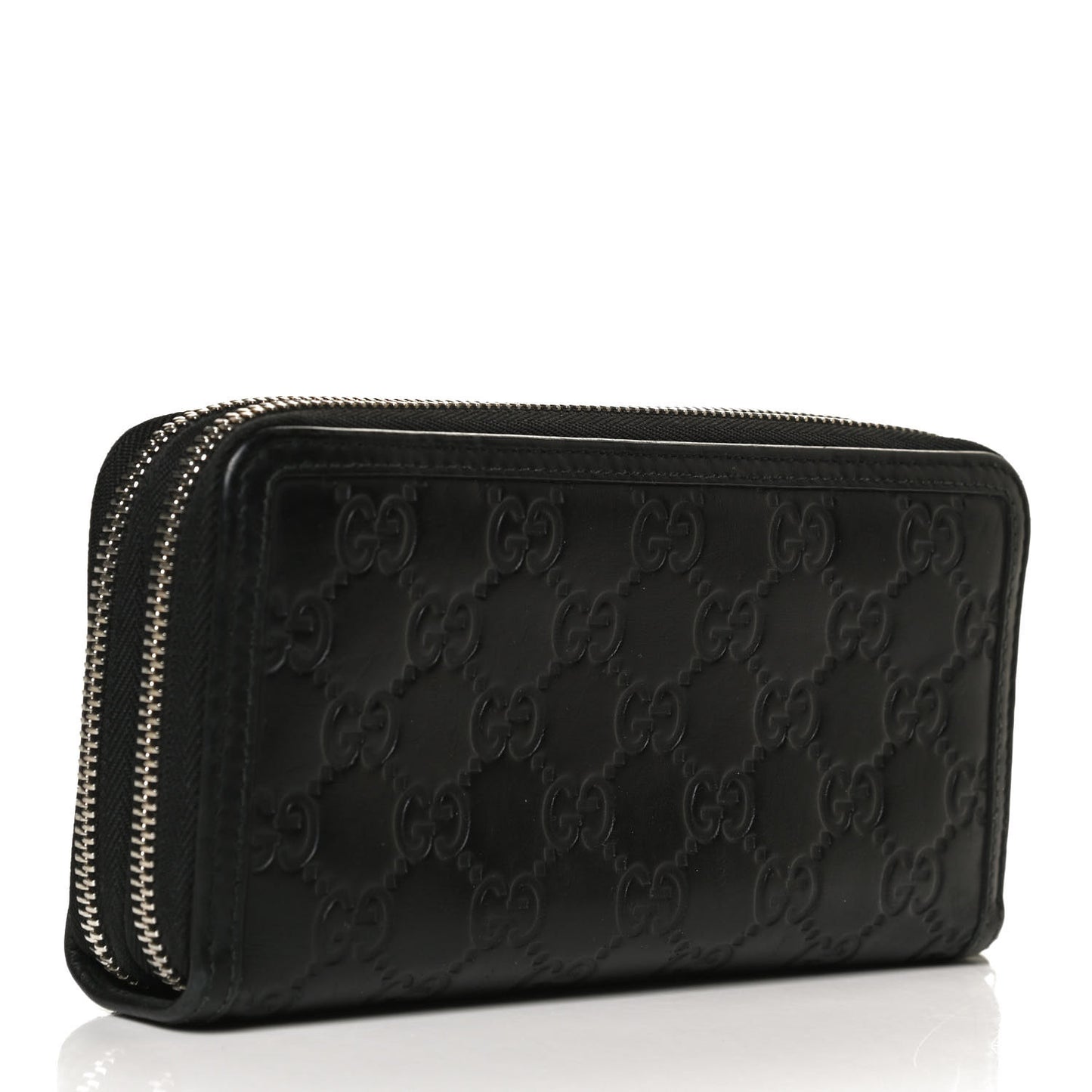 Guccissima Large Double Zip Around Wallet Black