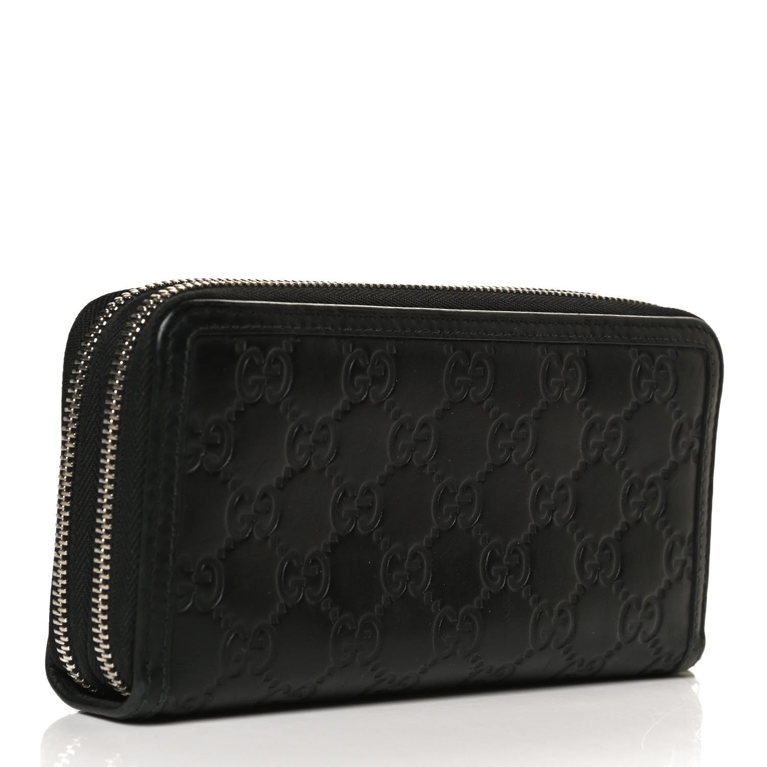 Gucci Guccissima Large Double Zip Around Wallet Black 3 of 11