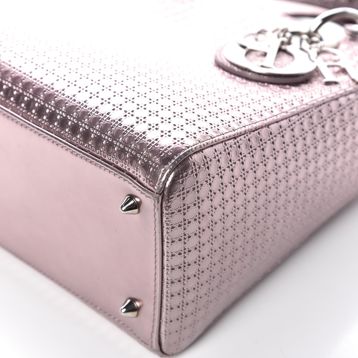 Christian Dior Metallic Patent Micro-Cannage Medium Lady Dior Pink 11 of 17