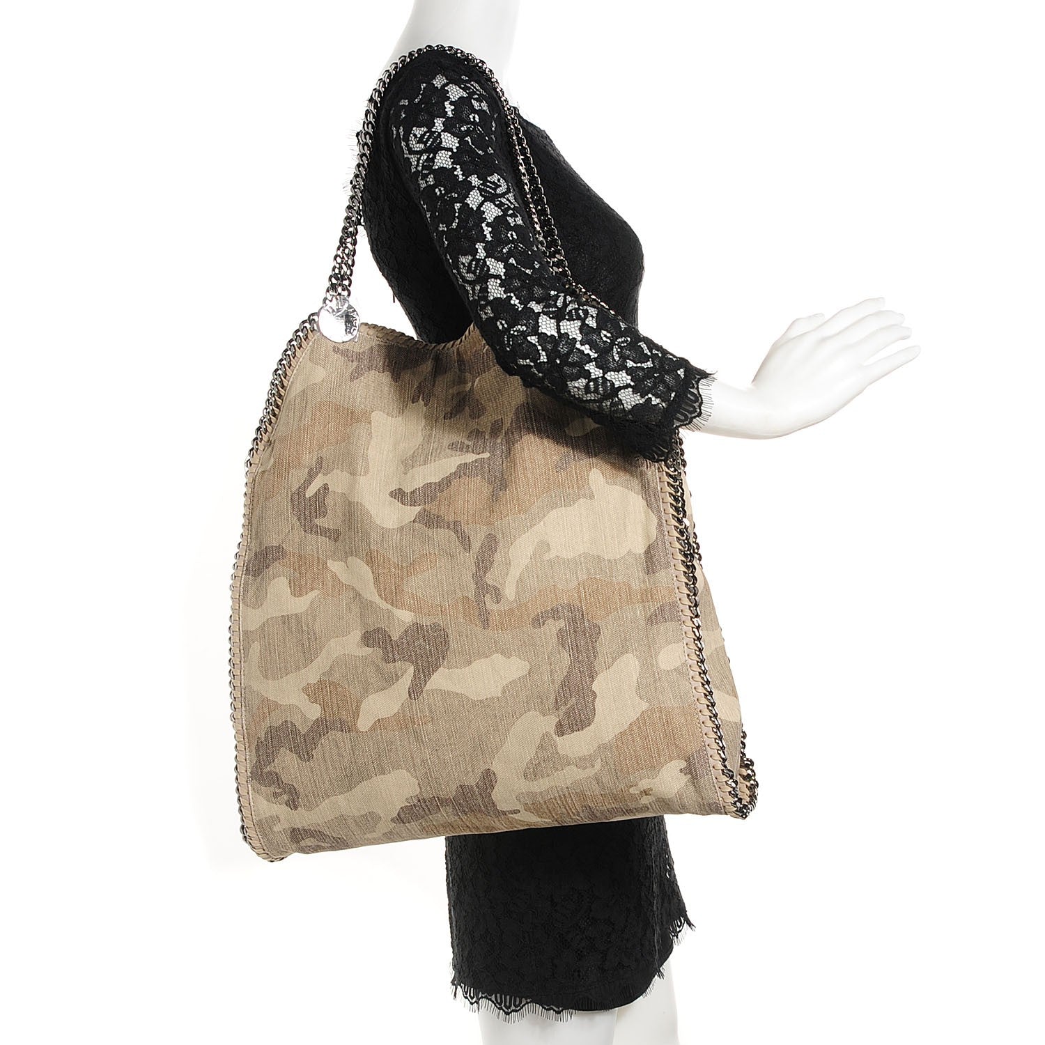 Stella McCartney Denim Camo Print Big Falabella Tote Khaki 2 of 9