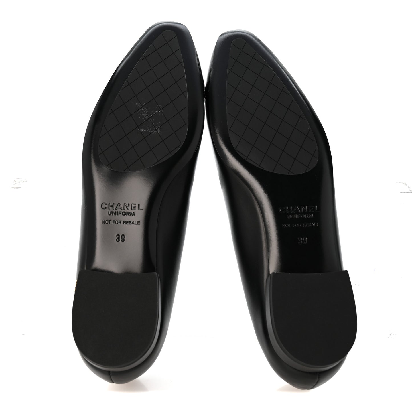 Lambskin Cap Toe CC Uniform Ballerina Flats 39 Black