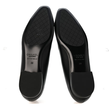 Chanel Lambskin Cap Toe CC Uniform Ballerina Flats 39 Black 6 of 10