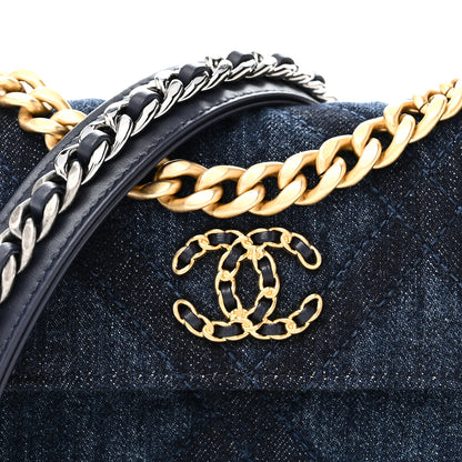 Chanel Denim Quilted Chanel 19 Flap Phone Holder With Chain Blue 8 of 11