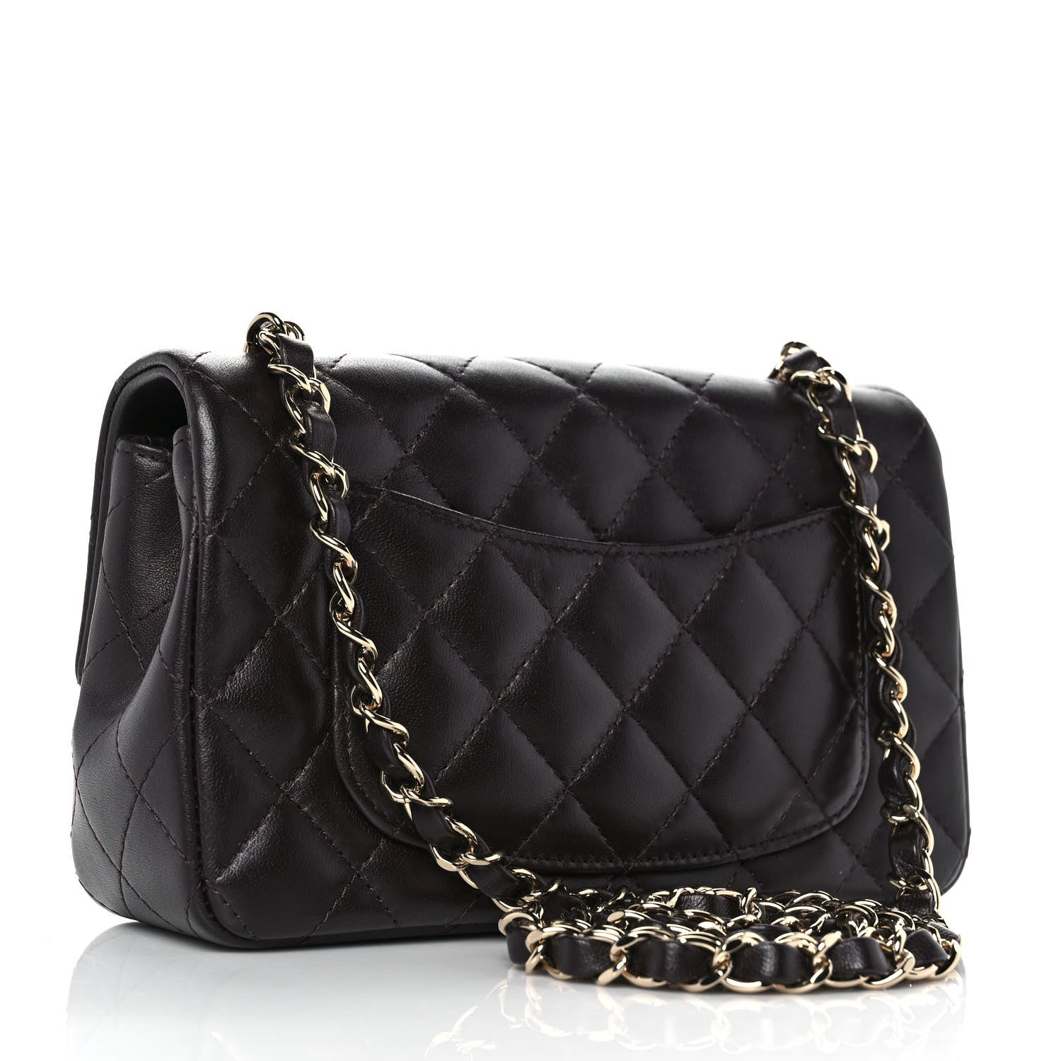Chanel Lambskin Quilted Mini Rectangular Flap Dark Brown 2 of 8