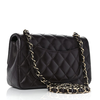 Chanel Lambskin Quilted Mini Rectangular Flap Dark Brown 2 of 8