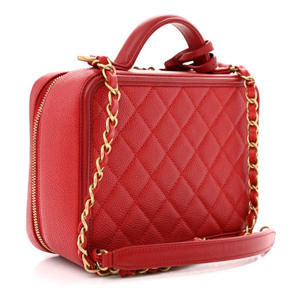 Chanel Caviar Quilted Medium CC Filigree Vanity Case Red 3 of 10
