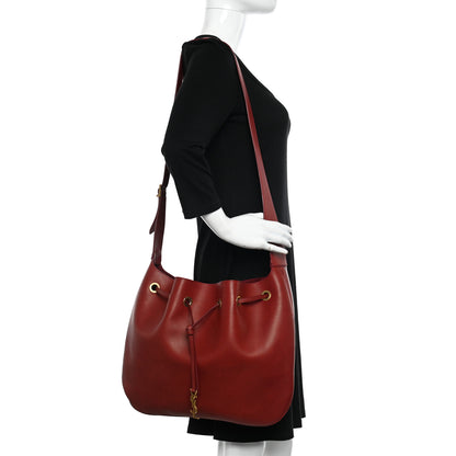 Saint Laurent Smooth Calfskin Paris VII Large Flat Hobo Red 2 of 10