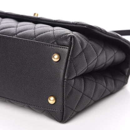 Chanel Caviar Lizard Embossed Quilted Small Coco Handle Flap Black 10 of 11