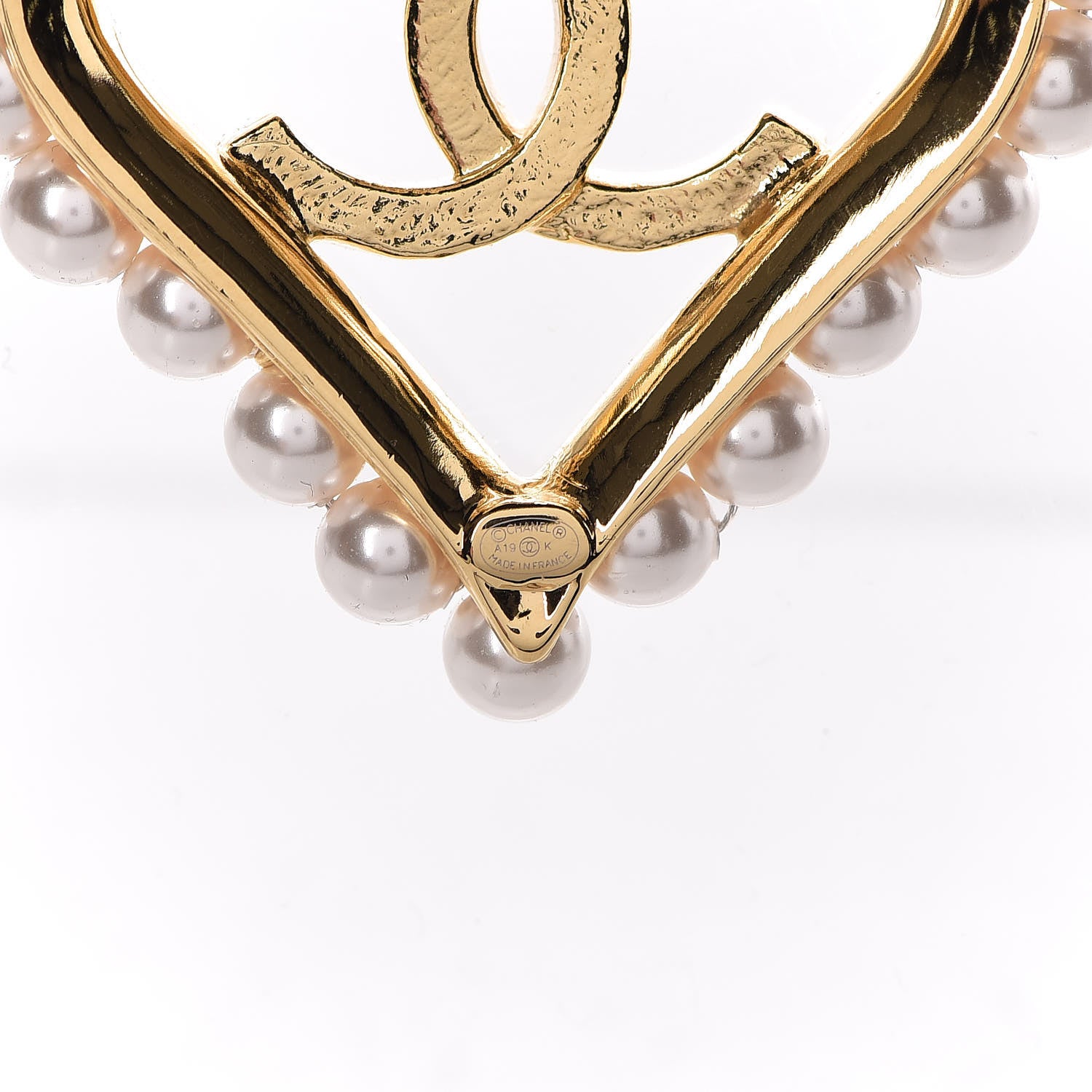Chanel Calfskin Pearl Heart Necklace Gold Black 5 of 7