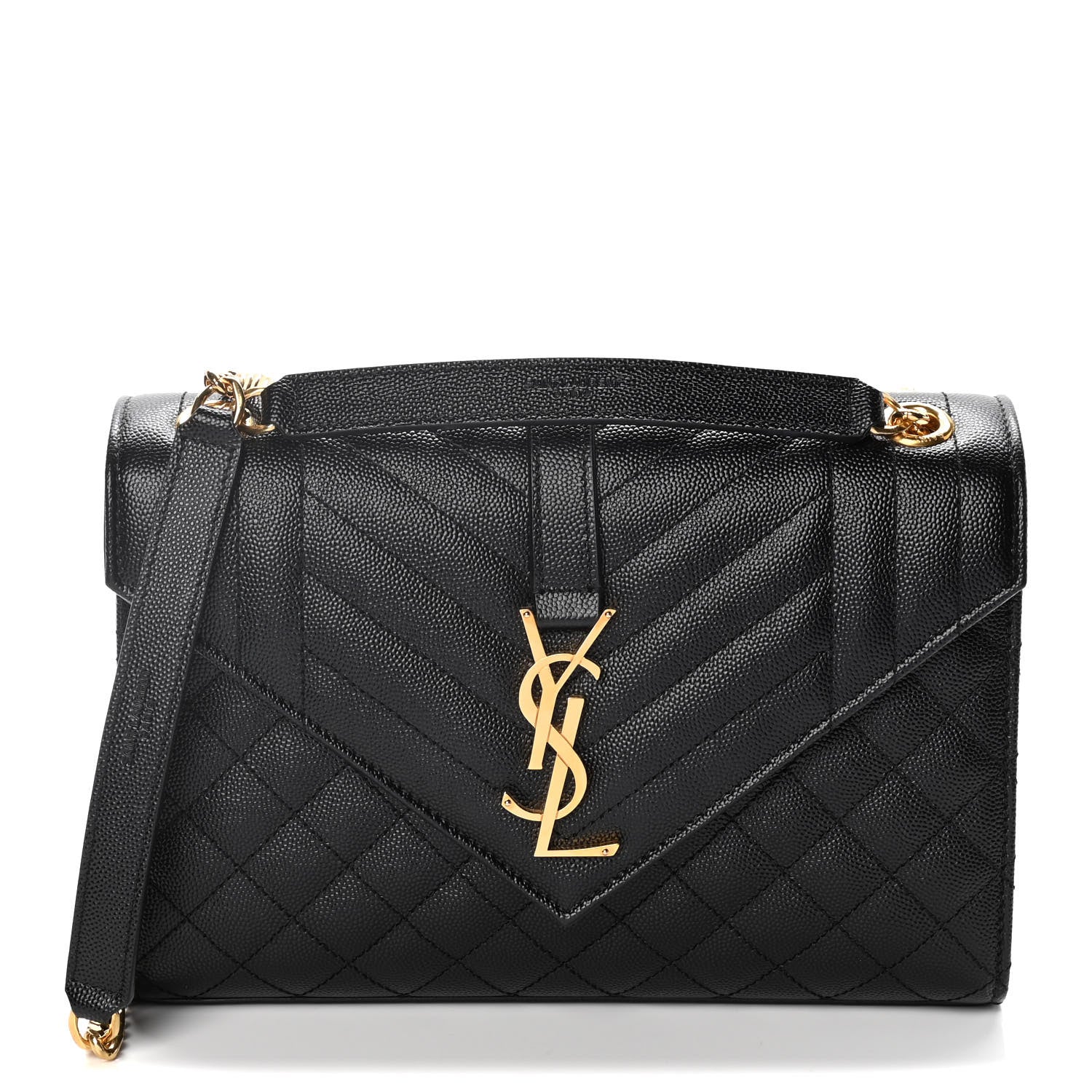 Saint Laurent Grain De Poudre Textured Mixed Matelasse Triquilt Medium Monogram Satchel Black 1 of 17