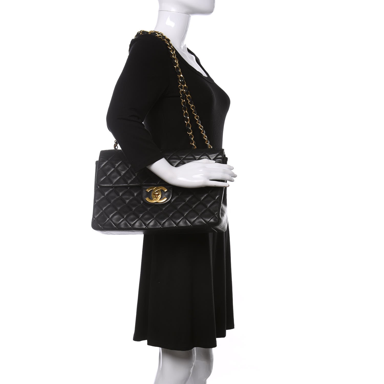 Chanel Lambskin Quilted XL Jumbo Single Flap Black 2 of 11