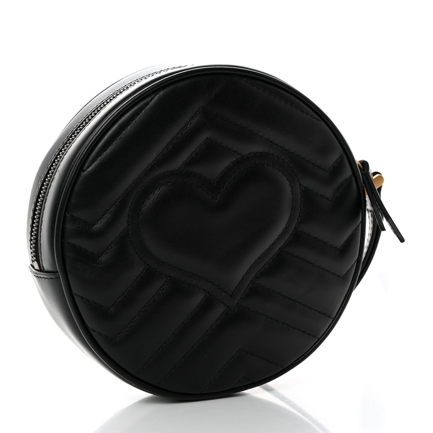 Calfskin Matelasse GG Marmont Round Wrist Wallet Black
