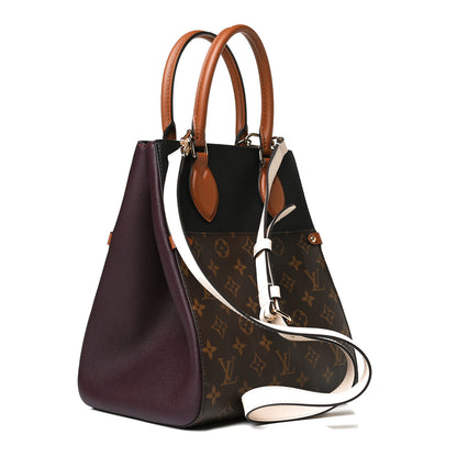 Louis Vuitton Calfskin Monogram Fold Tote MM Black Wine Cream 6 of 15